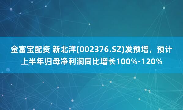 金富宝配资 新北洋(002376.SZ)发预增，预计上半年归母净利润同比增长100%-120%